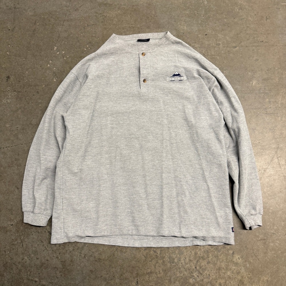 Jansport Mens XL Henley Shirt Gray Long Sleeve Vikings Mountain Logo Made in USA